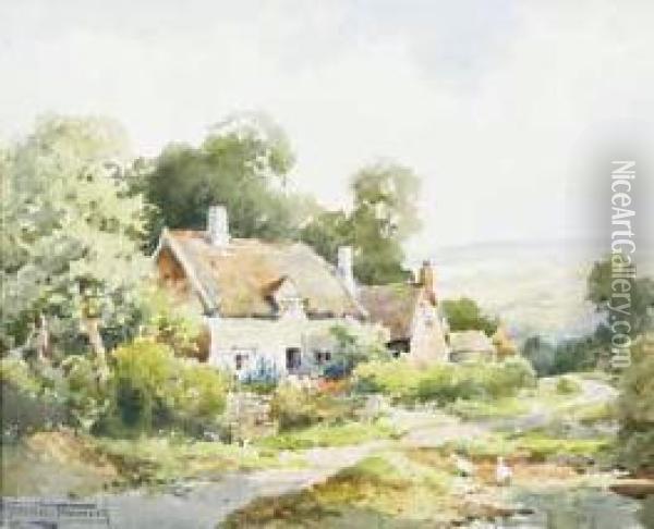 Down A Cotswold Lane Oil Painting - Henry John Sylvester Stannard