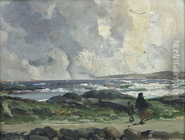 Coming Storm, Rosses Coast, Co. Donegal Oil Painting - James Humbert Craig