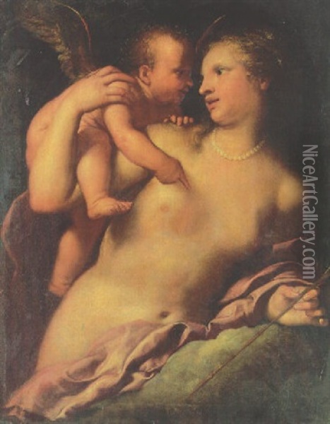 Venus Disarming Cupid Oil Painting - Pietro (Libertino) Liberi