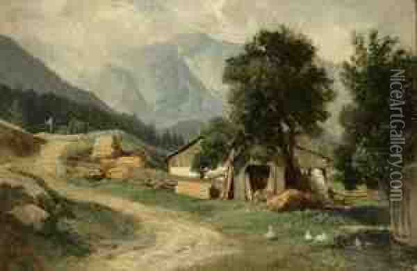 Summer In The Alps Oil Painting - Leopold Munsch