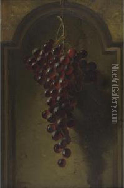 Hanging Grapes In A Niche Oil Painting - Andrew John Henry Way