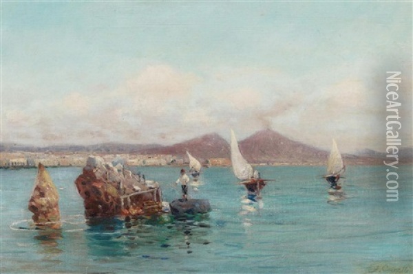Fischerboote Im Golf Von Neapel Oil Painting - Giuseppe Carelli