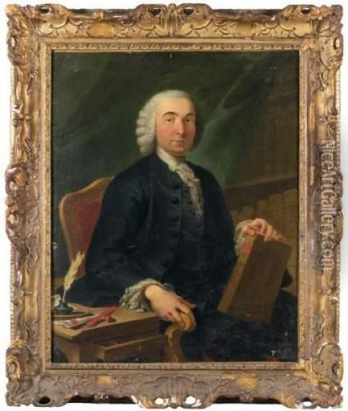 Portrait De Gentilhomme Oil Painting - Jacques Andre Joseph Aved