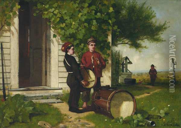 ''the Drummer And The Fife Player'' Oil Painting - Albion Harris Bicknell