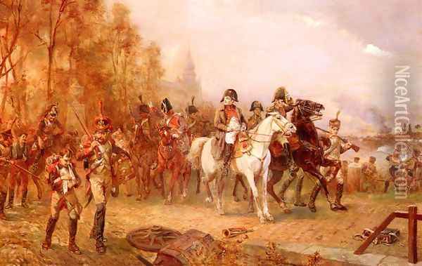 Napoleon With His Troops At The Battle Of Borodino, 1812 Oil Painting - Robert Alexander Hillingford