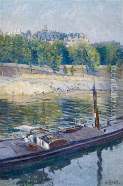An Der Seine In Paris Oil Painting - Henri Vignet