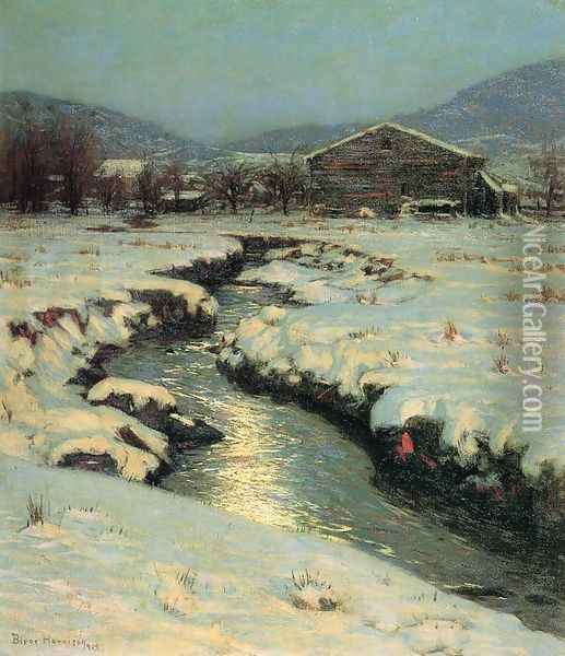Woodstock Meadows in Winter Oil Painting - Lowell Harrison