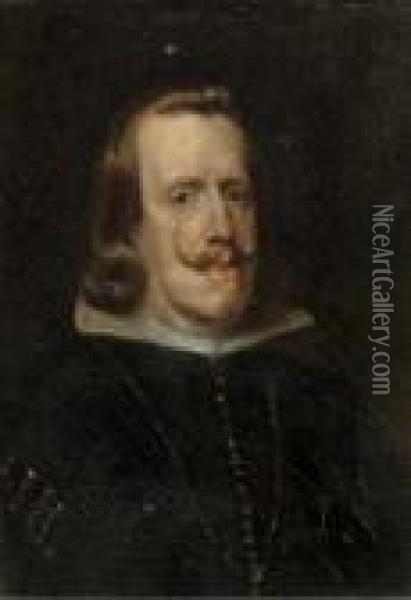 Portrait Of Philip Iv Of Spain, Bust Length, In Black Oil Painting - Diego Rodriguez de Silva y Velazquez