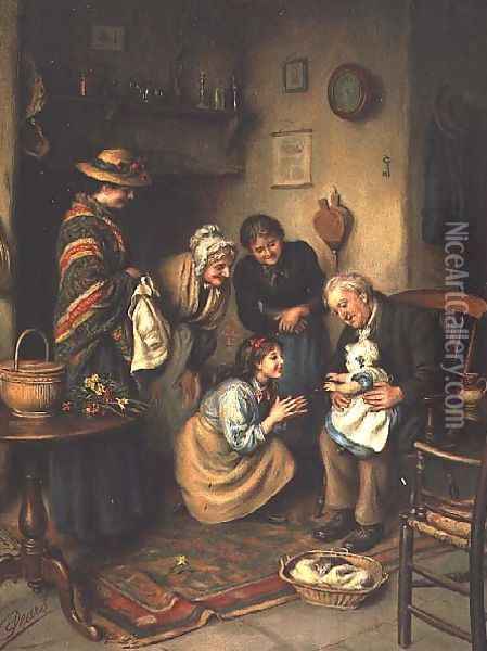 Family Worship, from the Pears Annual, 1911 Oil Painting - Joseph Clark