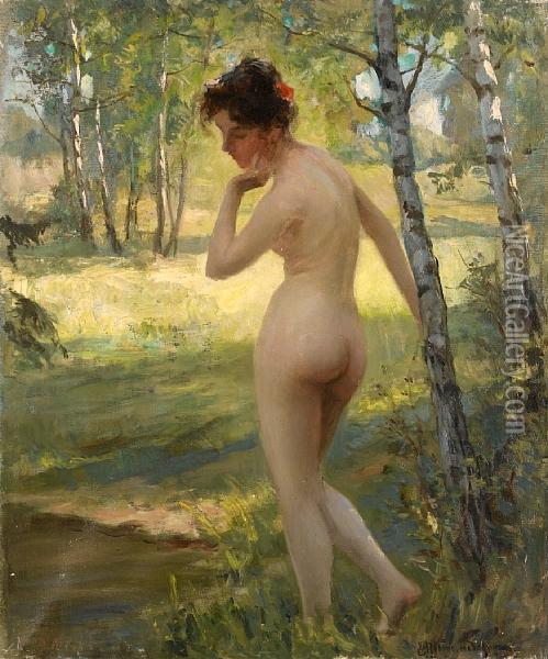 Standing Nude Oil Painting - Viktor Pavlovich Baturin