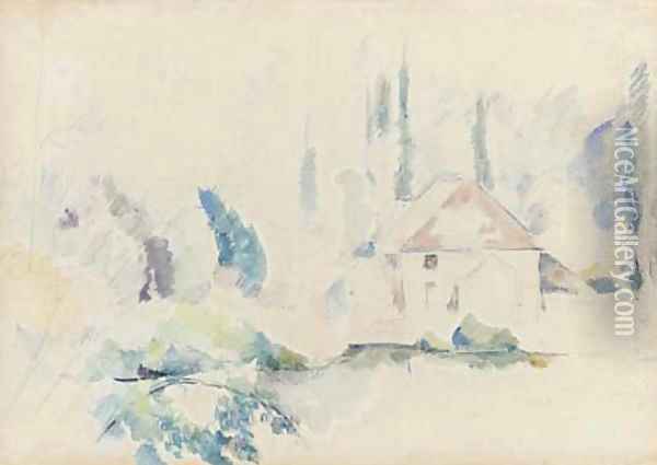 Villa au bord de l'eau, I Oil Painting - Paul Cezanne