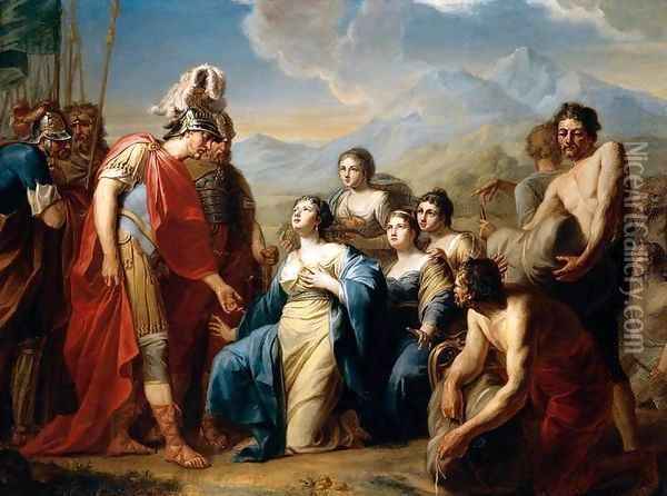 The Queen of Sheba Kneeling before King Solomon Oil Painting - Johann Friedrich August Tischbein