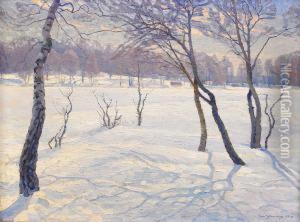 Vinterlandskap Oil Painting - Carl August Johansson