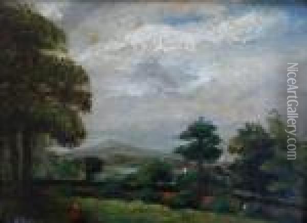 Constable, Ra Figure In A Landscape Oil Painting - John Constable