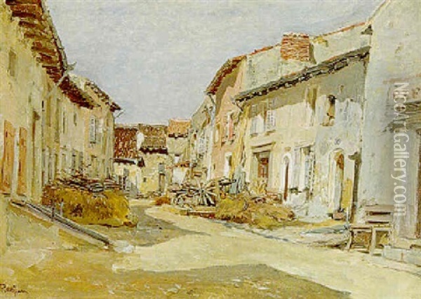 Vue De Village Oil Painting - Edmond Marie Petitjean