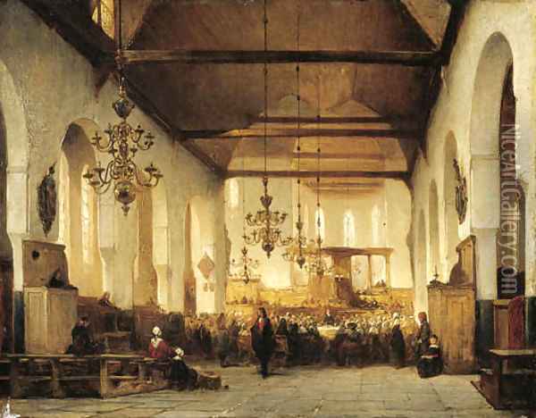 A service in the Geertekerk in Utrecht Oil Painting - Johannes Bosboom