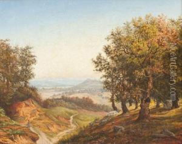 Blick Aus Dem Wald Ins Tal Oil Painting - Andreas Achenbach