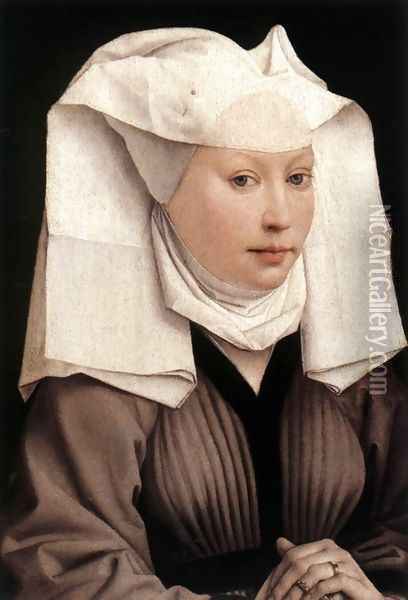Lady Wearing a Gauze Headdress c. 1445 Oil Painting - Rogier van der Weyden