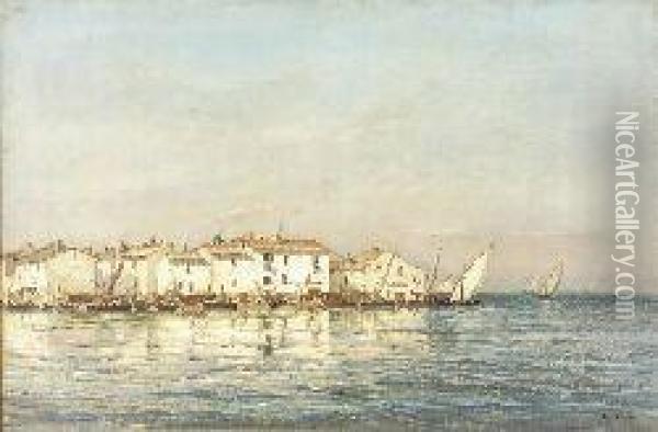 A Mediterranean Fishing Village Oil Painting - Emile Louis Vernier
