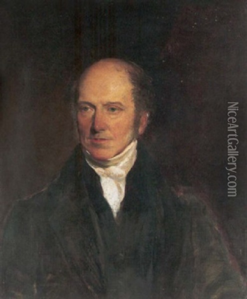 Portrait Of Thomas Richmond Wearing A Black Coat Oil Painting - George Richmond