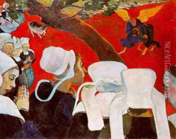 Vision After the Sermon: Jacob Wrestling with the Angel Oil Painting - Paul Gauguin