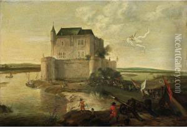 The Siege Of A Dutch(?) Fortified Castle Oil Painting - Dirck Willemsz. Stoop