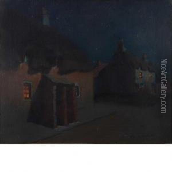 Village Nocturne Oil Painting - Charles Rollo Peters