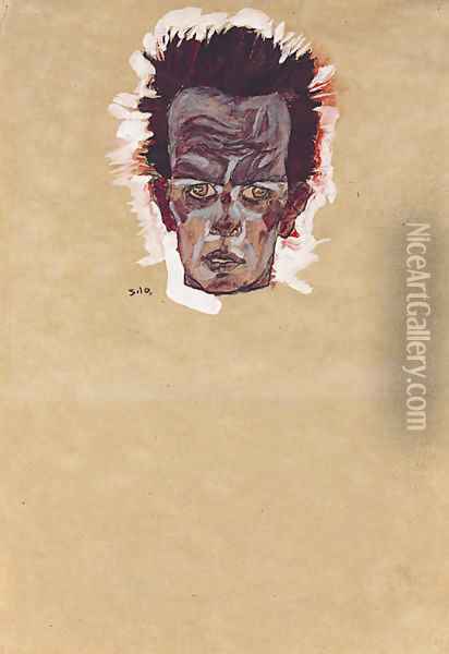 Selbstbildnis, Kopf Oil Painting - Egon Schiele
