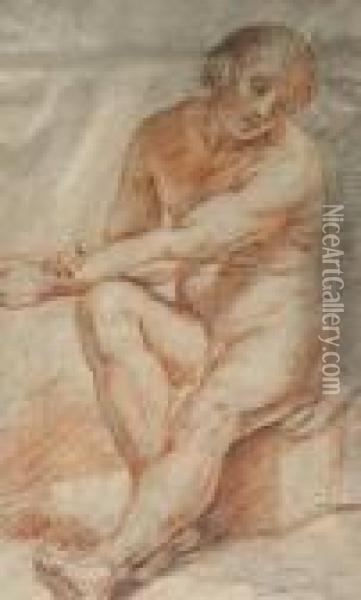 Seated Nude Oil Painting - Jacob Jordaens
