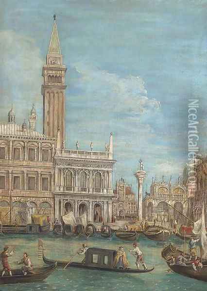 The Piazzetta, Venice, from the Bacino di San Marco Oil Painting - (Giovanni Antonio Canal) Canaletto
