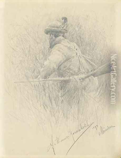 Hunter I Oil Painting - Alfred Wierusz-Kowalski