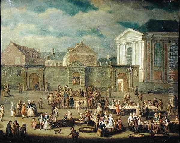 The Fish Market at Cambrai, 1778 Oil Painting - Gabriel Jacques de Saint-Anton