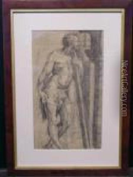 Standing Male Figure Leaning On A Staff Oil Painting - Giorgio Vasari