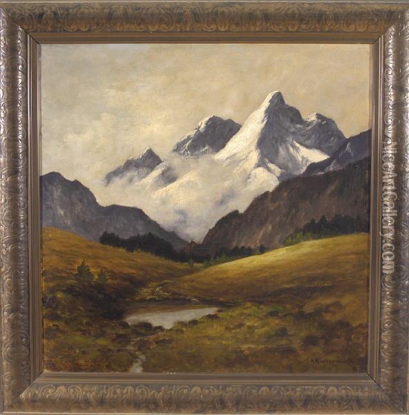 Wolkenstimmung Im Gebirge Oil Painting - Adolf Kapfhammer