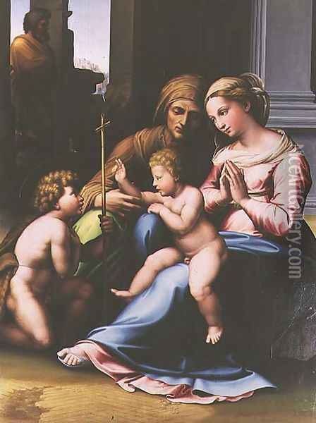 Madonna and Child with St Anne St John the Baptist and St Joseph Oil Painting - da Imola (Francucci)