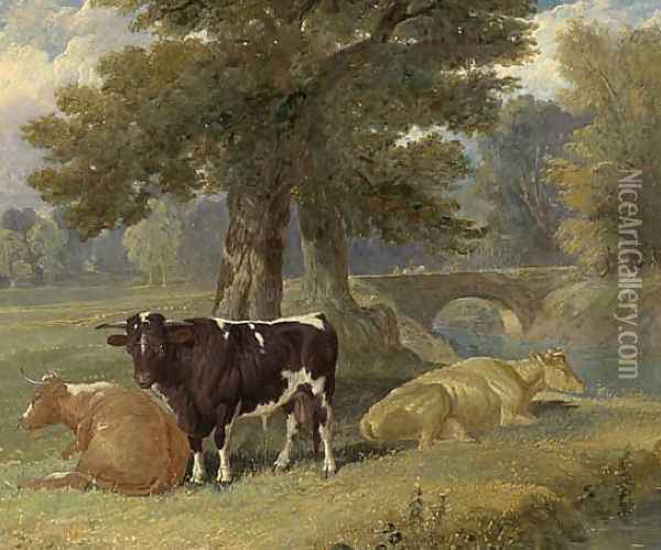 Pastoral Scene with Cows Oil Painting - John Frederick Herring Snr