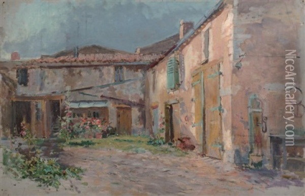 Cour De Ferme, L'ete En Lorraine Oil Painting - Edmond Marie Petitjean