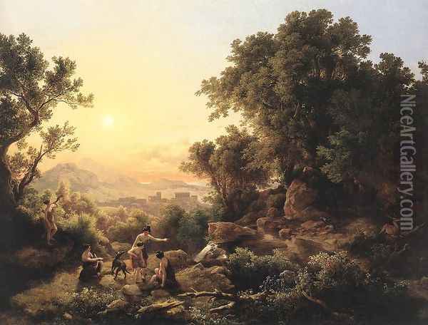 Diana at the Hunt (Hunting Nymphs) 1833 Oil Painting - Karoly, the Elder Marko