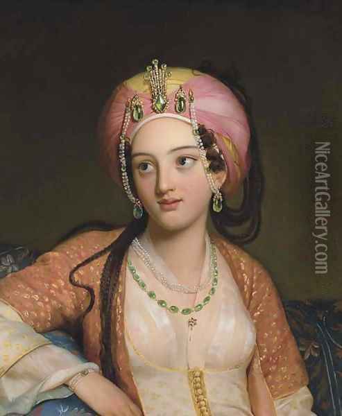 Roxane in Jean-Baptiste Racine's Bajazet Oil Painting - Eugene Francois Marie Joseph Deveria