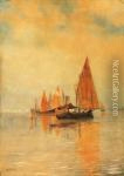 Sails In Venice Oil Painting - Jeno, Eugene Koszkol