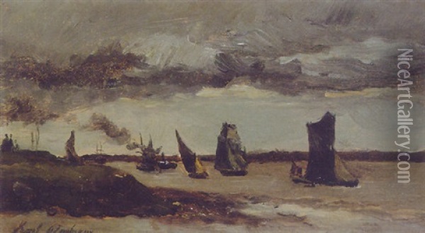 Ships Returning To Port Oil Painting - Karl Pierre Daubigny