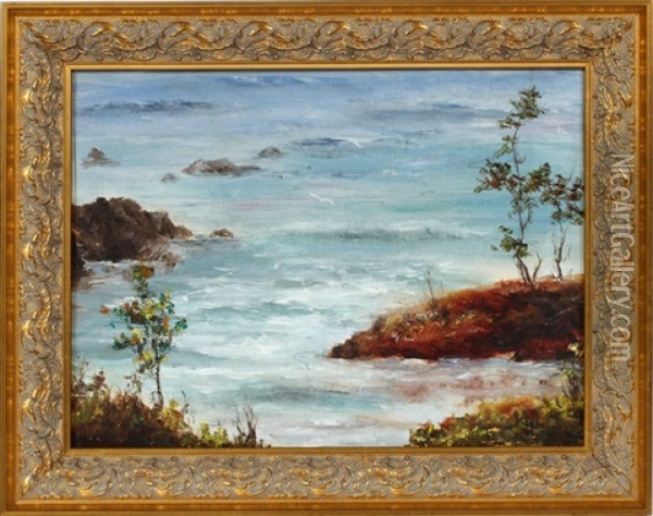 Shoreline Landscape Oil Painting - Anna Althea Hills