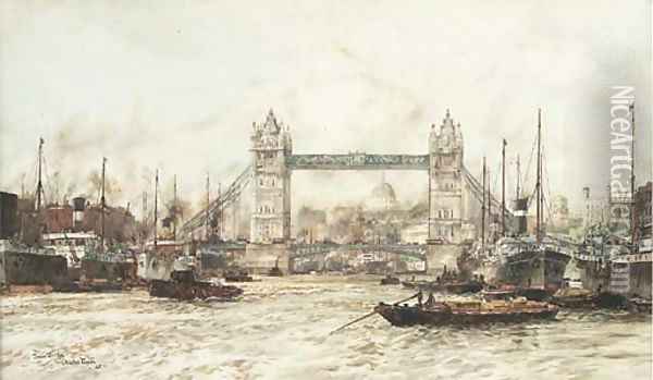 Tower Bridge Oil Painting - Charles Edward Dixon