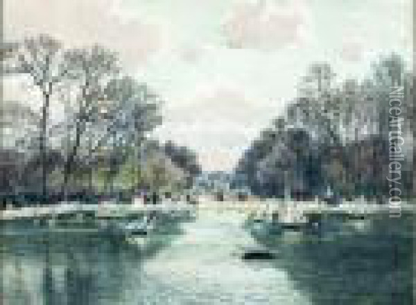 Le Bassin Des Tuileries Oil Painting - Edme Emile Laborne
