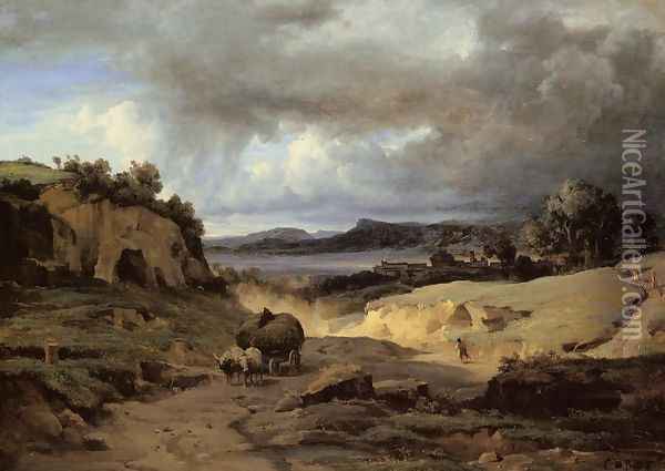 The Roman Campagna Oil Painting - Jean-Baptiste-Camille Corot