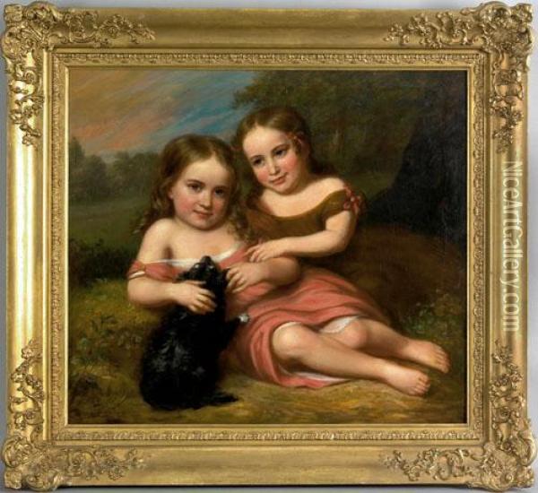 Oil On Canvas Double Portrait Of Estelle Frances Tayloe And Eugenia Warren Tayloe Oil Painting - Charles Bird King