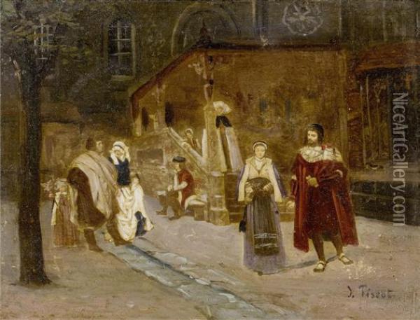 Faust And Margarete Oil Painting - James Jacques Joseph Tissot