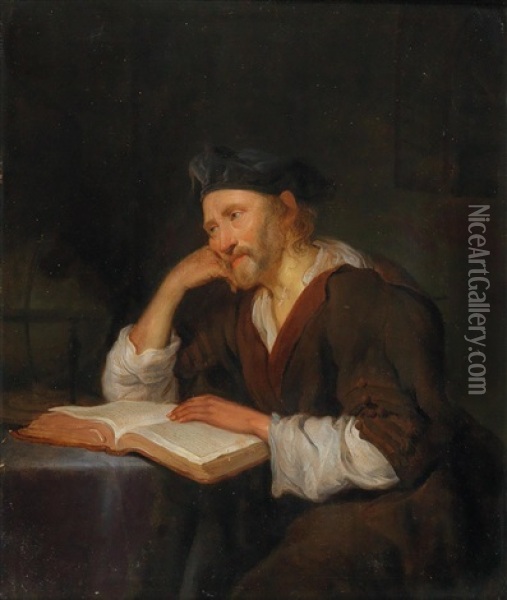 A Philosopher Oil Painting - Hendrik Heerschop