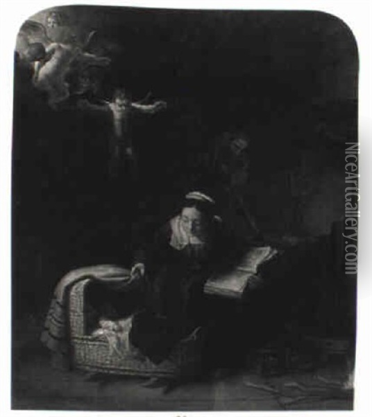Holy Family With Angels Oil Painting -  Rembrandt van Rijn