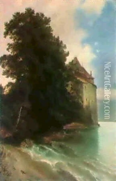 Le Chateau De Chillon Oil Painting - Alexandre Calame